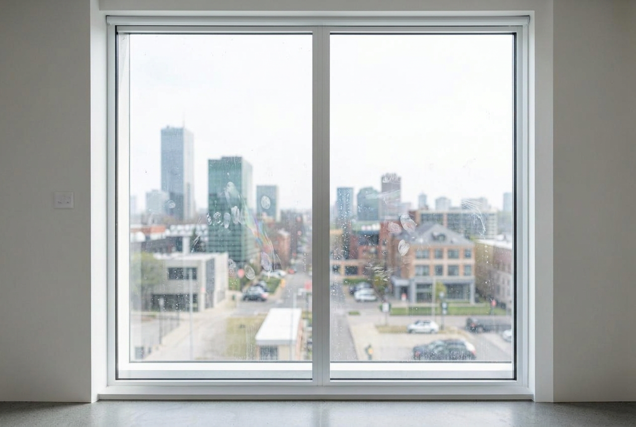 Fenster und Glasflächen – vor der Reinigung